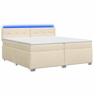 vidaXL Boxspringbett mit Matratze und LED Creme 200 x 200 cm Stoff
