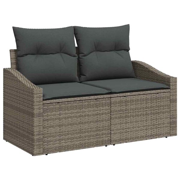 vidaXL Gartensofa-set mit Kissen 5 pcs Grau Poly-Rattan
