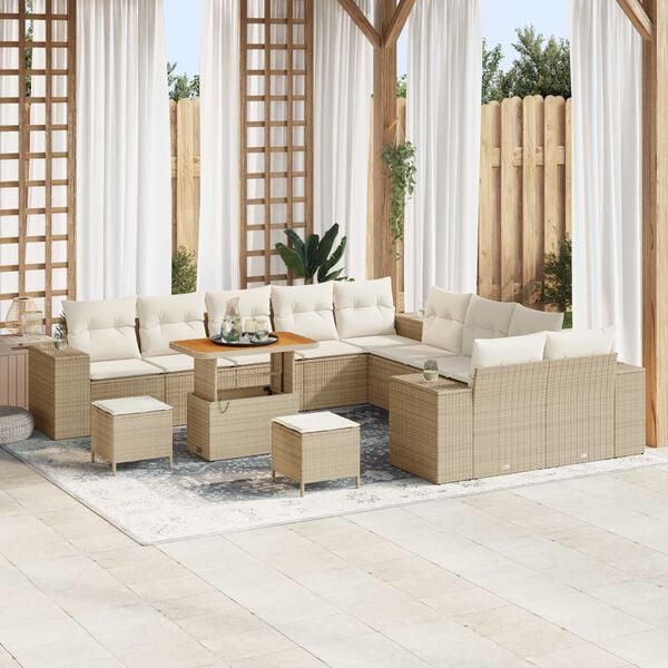 vidaXL Garten-Sofa-Set 13 pcs Beige Poly-Rattan