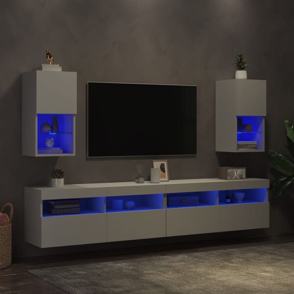 vidaXL TV-Schr&auml;nke mit LED-Leuchten 2 Stk. Wei&szlig; 30,5x30x60 cm