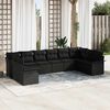 vidaXL Gartensofa-set mit Kissen 10 pcs Schwarz Poly-Rattan