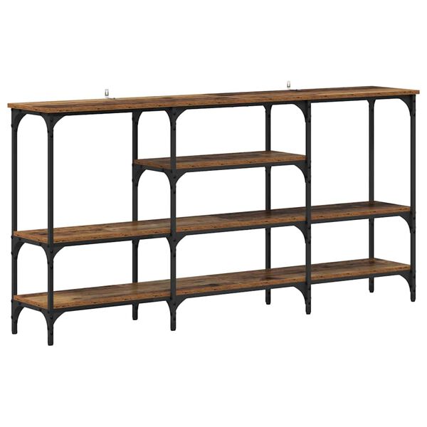 vidaXL Konsolentisch mit Regal Altholz 160 x 29 x 80 cm Holzwerkstoff