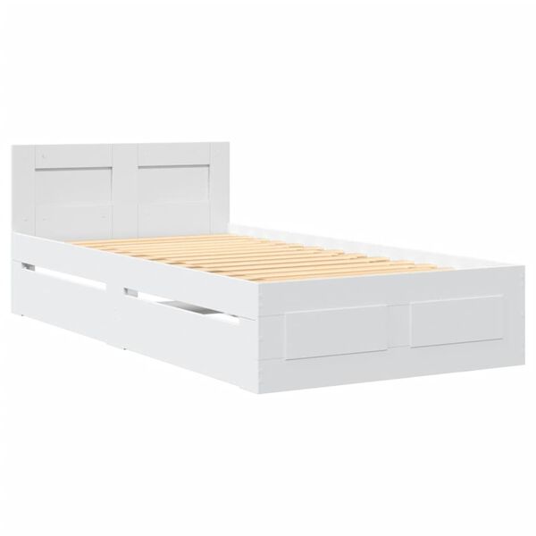 vidaXL Bettgestell mit Kopfteil ohne Matratze Wei&szlig; 90x190 cm