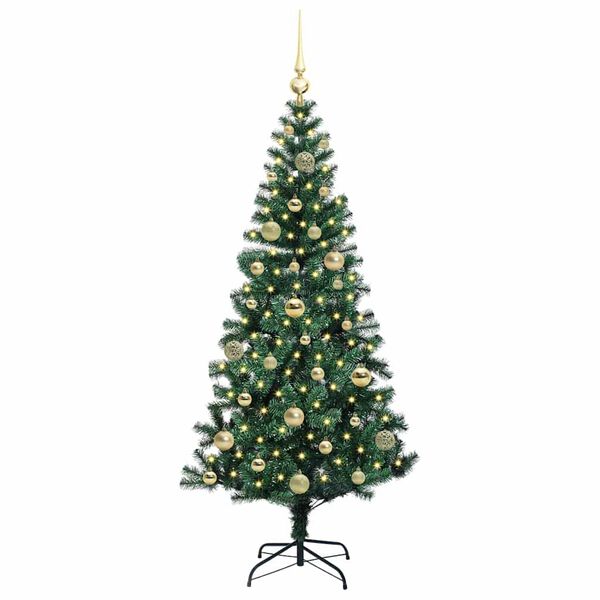 vidaXL K&uuml;nstlicher vorbeleuchteter Weihnachtsbaum Gr&uuml;n 150 cm