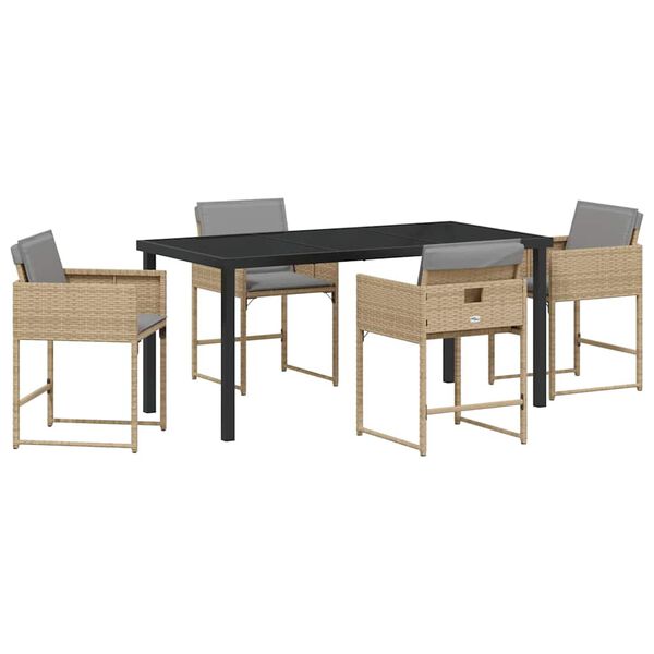vidaXL Garten Essgruppe 5 pcs Beige Poly-Rattan