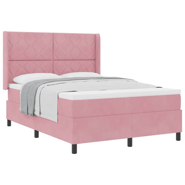 vidaXL Boxspringbett mit Kopfteil Rosa 140 x 190 cm Samt