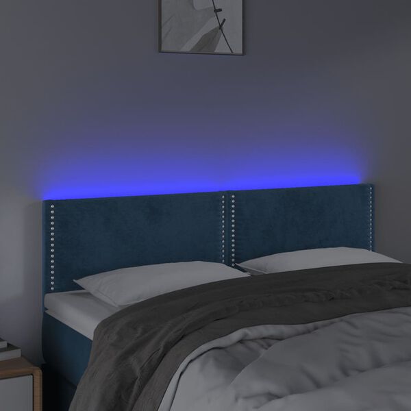 vidaXL LED Kopfteil Dunkelblau 144x5x78/88 cm Samt