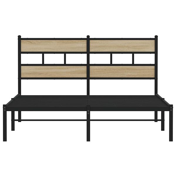 vidaXL Metallbett ohne Matratze Sonoma-Eiche 140x190 cm