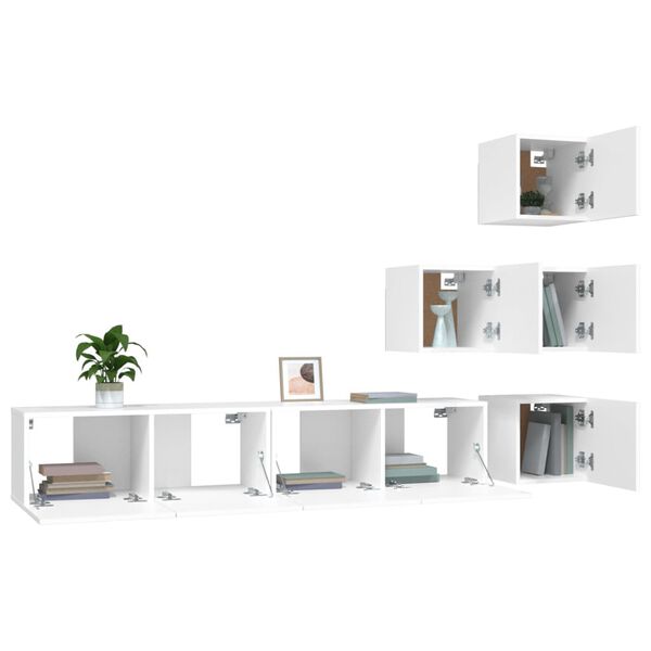 vidaXL TV-Wandschrank Wei&szlig; Holzwerkstoff