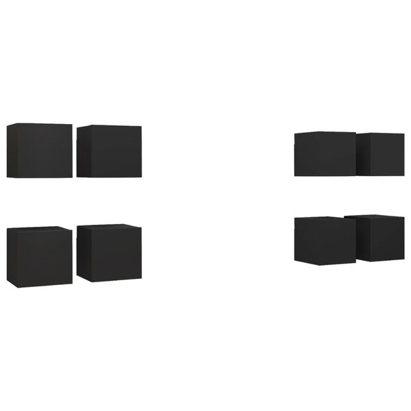 vidaXL TV-Wandschr&auml;nke 8 Stk. Schwarz 30,5x30x30 cm