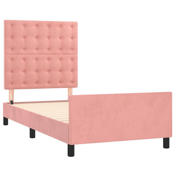 vidaXL Bettgestell mit Kopfteil Rosa 90x190 cm Samt