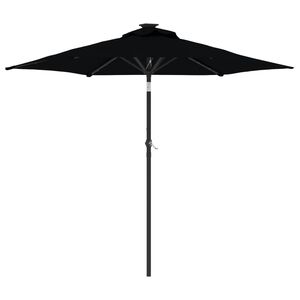 vidaXL Sonnenschirm mit LED und Stahlmast Schwarz 225x225x212 cm