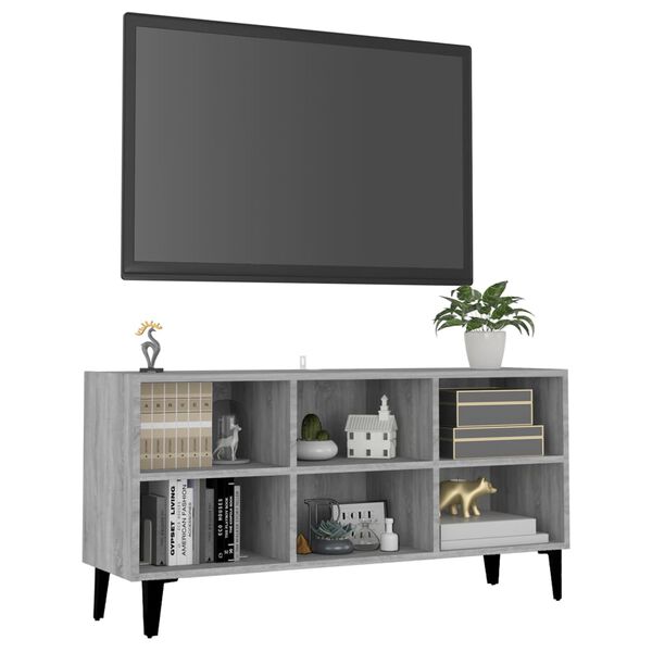 vidaXL TV-Schrank mit Metallbeinen Grau Sonoma 103,5x30x50 cm