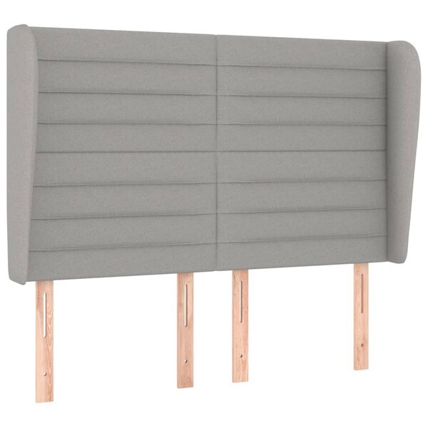 vidaXL Kopfteil mit Ohren Hellgrau 147x23x118/128 cm Stoff
