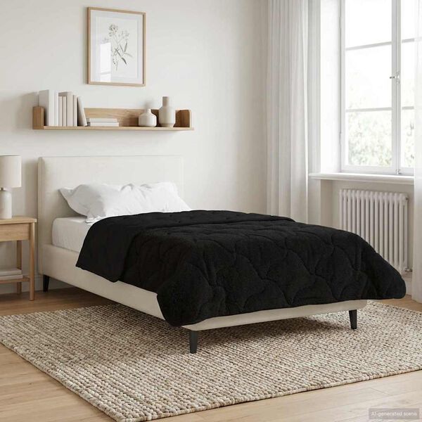 vidaXL Ganzjahresbettdecke Gepolstert Schwarz 140 x 220 cm