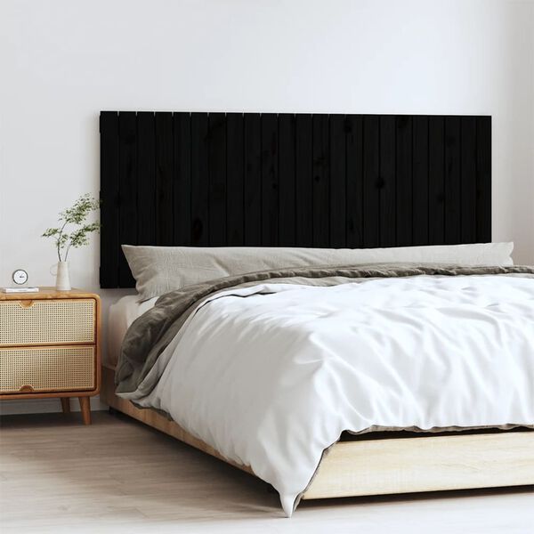 vidaXL Wand-Kopfteil Schwarz 147x3x60 cm Massivholz Kiefer