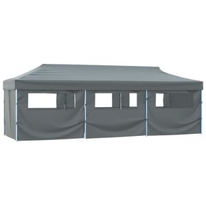 vidaXL Faltzelt Partyzelt Pop-Up mit 8 Seitenw&auml;nden 870x291x315 cm Anthrazit