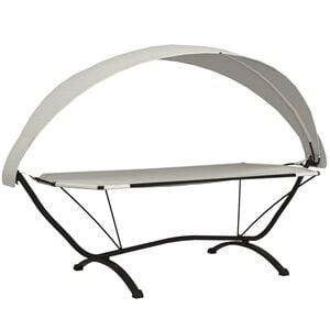 vidaXL Outdoor-Loungebett mit Dach Creme Stahl und Oxford-Stoff