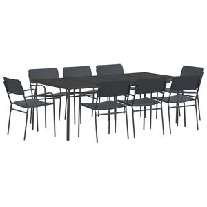 vidaXL Essgruppe 9 stk. Anthrazit Stahl