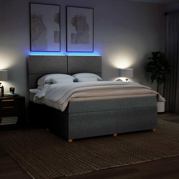 vidaXL Boxspringbett mit Matratze Hellgrau 180x200 cm Stoff