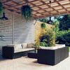 vidaXL 7-tlg. Garten-Lounge-Set mit Auflagen Poly Rattan Schwarz