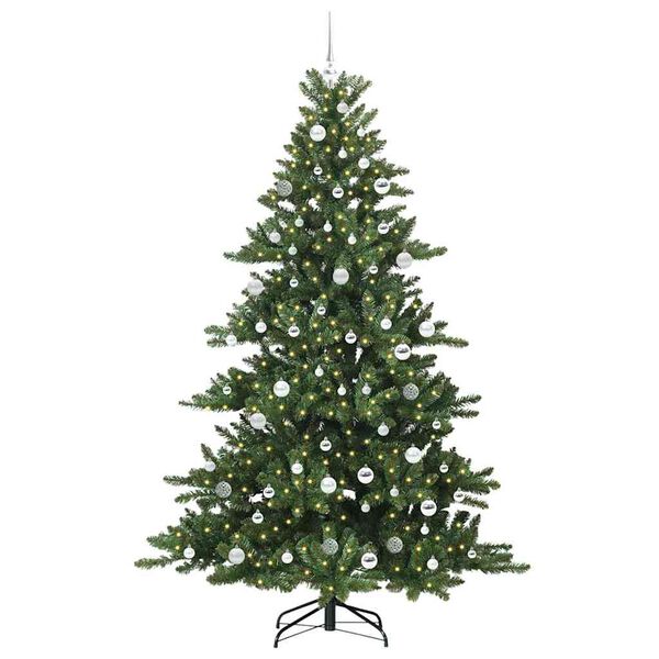 vidaXL K&uuml;nstlicher klappbarer Weihnachtsbaum Gr&uuml;n 210 cm PVC und Stahl