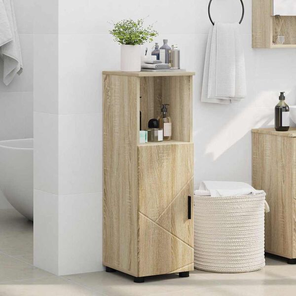 vidaXL Badezimmerschrank mit Speicher Sonoma-Eiche 30 x 35 x 95 cm