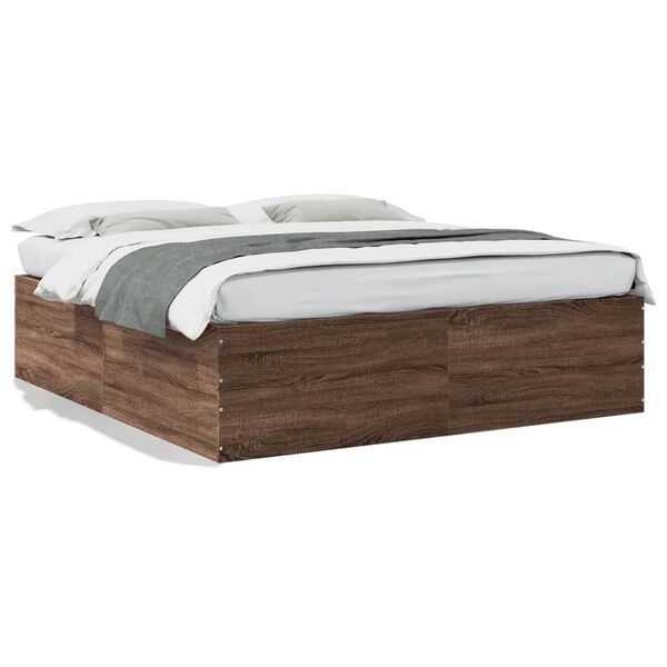 vidaXL Bettgestell Braun Eichen-Optik 180x200 cm Holzwerkstoff