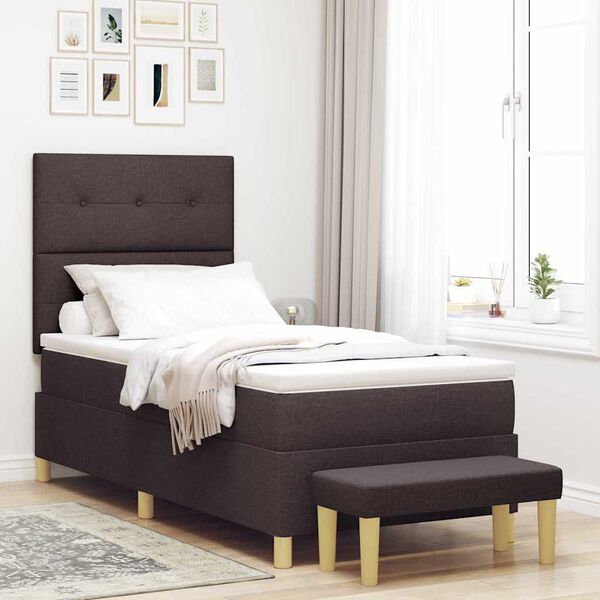 vidaXL Boxspringbett mit Matratze Dunkelbraun 90 x 200 cm Stoff