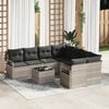 vidaXL Sofa Set mit Kissen 9 pcs Hellgrau und Schwarz Poly-Rattan