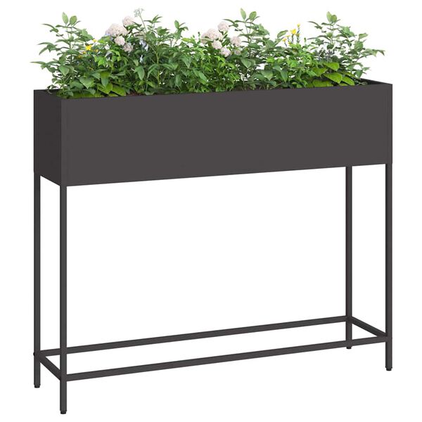 vidaXL Hochbeet Gartenpflanzer Schwarz 100 x 26 x 82 cm Stahl