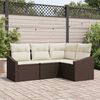 vidaXL Gartensofa-set mit Kissen 4 pcs Braun und Weiß Poly-Rattan