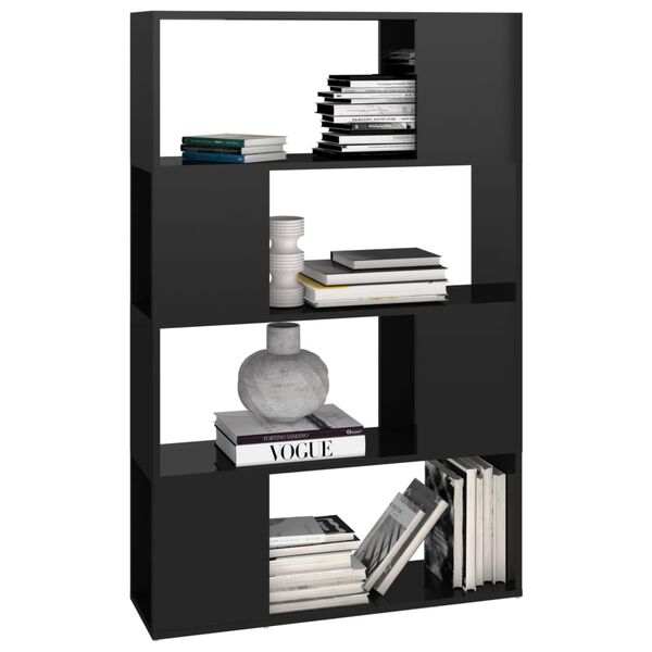 vidaXL B&uuml;cherregal Raumteiler Hochglanz-Schwarz 80x24x124,5 cm