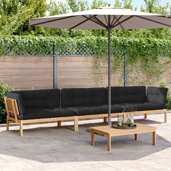 vidaXL 4-tlg. Garten-Sofagarnitur aus Paletten mit Kissen Akazienholz
