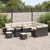 vidaXL Garten-Sofa-Set mit Kissen mit Speicher Schwarz Poly Rattan