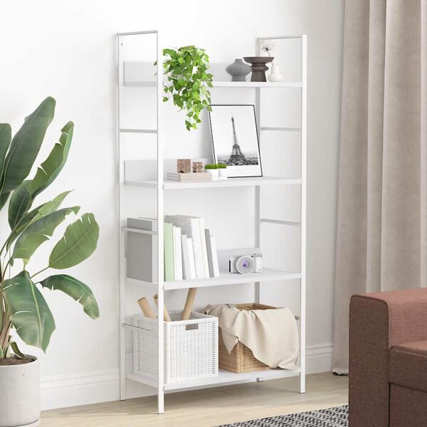 vidaXL B&uuml;cherregal 4 Regalb&ouml;den Wei&szlig; 60&times;27,6&times;124,5 cm Holzwerkstoff