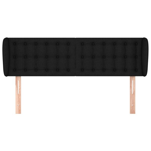 vidaXL Kopfteil mit Ohren Schwarz 147x23x78/88 cm Stoff
