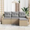 vidaXL Sofa Set mit Kissen 4 pcs Beige und Hellgrau Poly-Rattan
