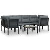 vidaXL 7-tlg. Garten-Lounge-Set Schwarz und Grau Poly Rattan