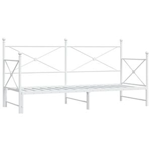 vidaXL Tagesbett Ausziehbar ohne Matratze Wei&szlig; 75x190 cm Stahl