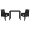 vidaXL 3-tlg. Garten-Essgruppe mit Kissen Schwarz Poly Rattan