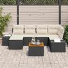 vidaXL Gartensofa-set mit Kissen 7 pcs Schwarz Poly-Rattan