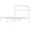 vidaXL Bettgestell mit Kopfteil Metall Wei&szlig; 100x190 cm