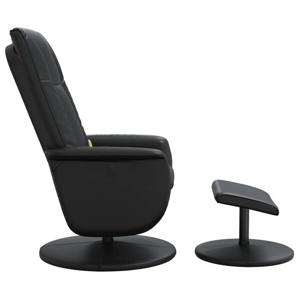 vidaXL Massagesessel mit Fu&szlig;hocker Schwarz Kunstleder