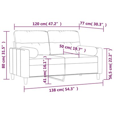 vidaXL 2-Sitzer-Sofa mit Kissen Dunkelgrau 120 cm Stoff