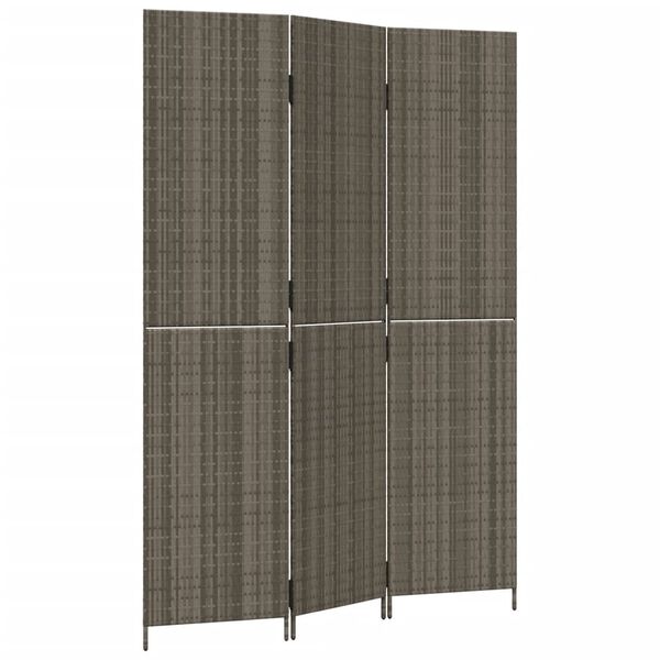 vidaXL Paravent 3-tlg. Grau Poly Rattan
