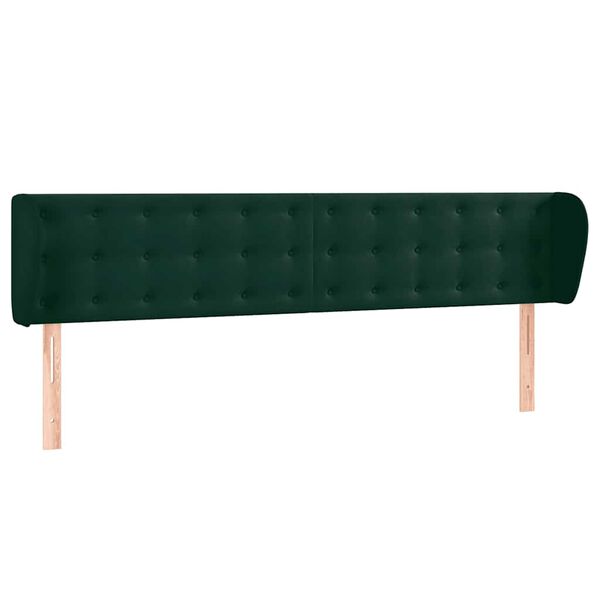 vidaXL Kopfteil mit Ohren Dunkelgr&uuml;n 203x23x78/88 cm Samt