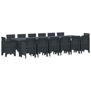 vidaXL Garten Essgruppe 15 pcs Anthrazit Polt Rattan