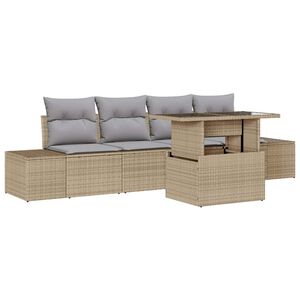vidaXL Garten-Sofa-Set mit Kissen mit Kissen 5 pcs Beige und Hellgrau