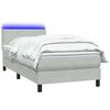 vidaXL Boxspringbett mit Matratze & LED Hellgrau 80x220 cm Samt